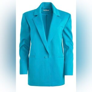 Alice + Olivia Shan Padded Shoulder Rolled Sleeve Boyfriend Blazer